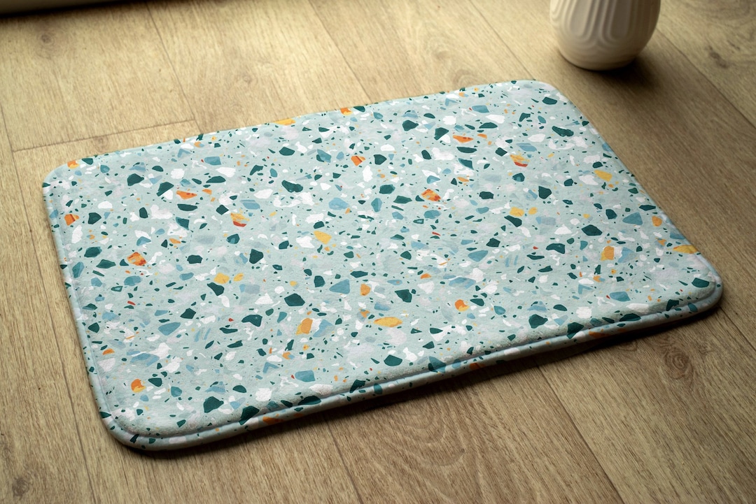 Ceramic Mosaics Bathroom Mat, Greece Pattern Green, Designer Rug, Bath ...