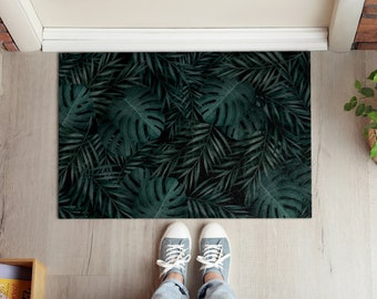 Monstera Leaves Front Door Mat, Personalized Doormat, Natural Pattern, Fall Doormat, Entrance Mat Green
