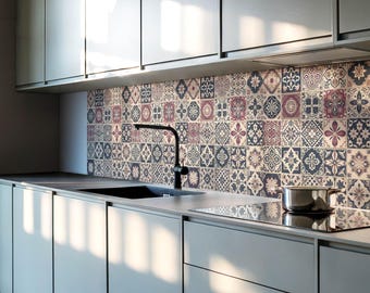 Tiles in mosaic Panel Stickers, Black Removable Panels, Splashback Panel, Textures Decal Decoration, Kitchen Panel Stickers