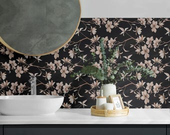 Floral Pattern Tile Stickers, Creamy Peel and Stick Tiles, Tile Stickers, Floral PVC Floor Tiles, Floor Tile Stickers