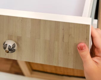 Wooden Elegance Peel And Stick Wrap, Beige And Brown Self-Adhesive Furniture Sticker, Classic Veneer, Pattern Decal