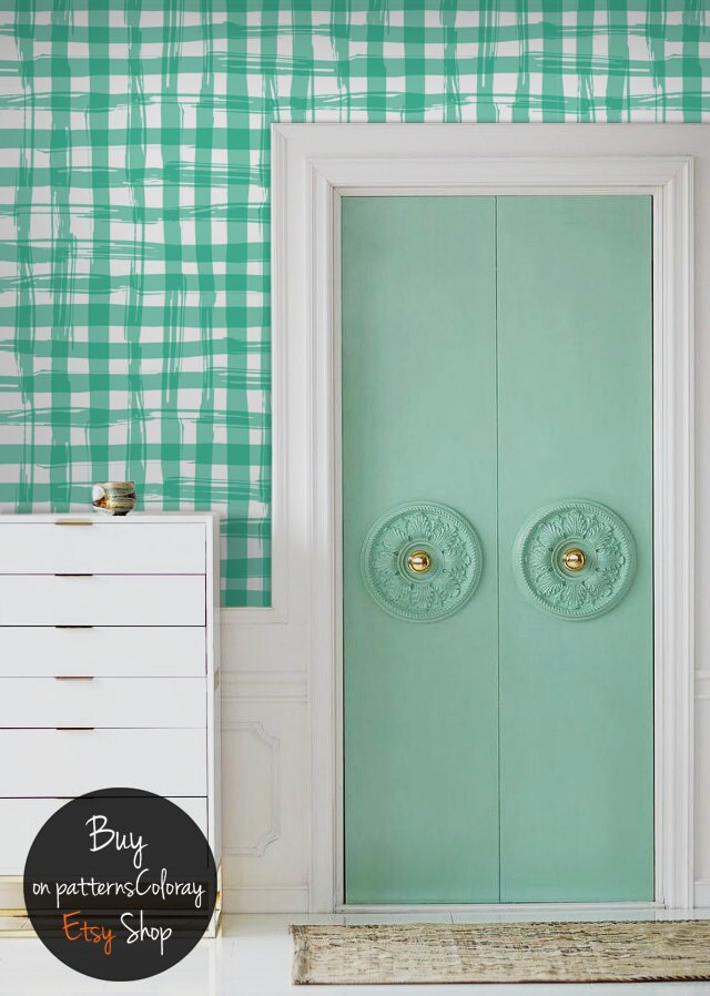 Check Walll Pattern Handdrawn Check Pattern Wallpaper, Peel and Stick Mural, Wall Covering ...