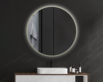 Miroir rond LED, Miroir de salle de bain, Miroir lumineux LED, Miroir pour coiffeuse, Miroir décoratif, Miroir de maquillage, Design moderne, Fait main