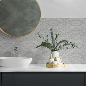 Elegant Relief Pattern Tile Stickers, White Removable Tiles, Tile Stickers, Texture PVC Floor Tiles, Kitchen Tile Stickers