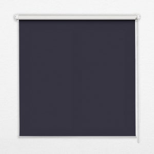 May include: A dark blue blackout roller blind with a white pull cord.