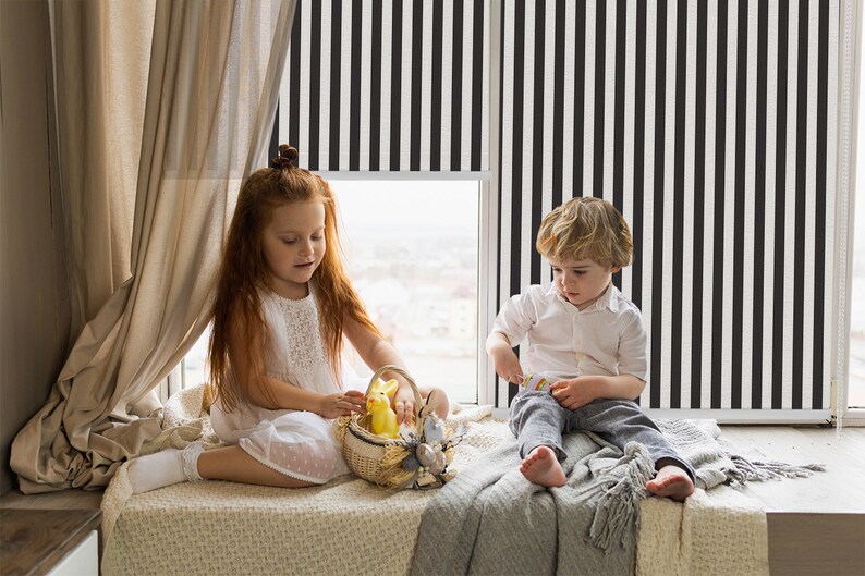Roller Blinds, Light Diffusing or Darkening, Blackout, Black and White ...