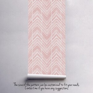 May include: Pink and white chevron patterned wallpaper roll. The size of the pattern can be customized to fit your needs. Contact me if you have any suggestions.
