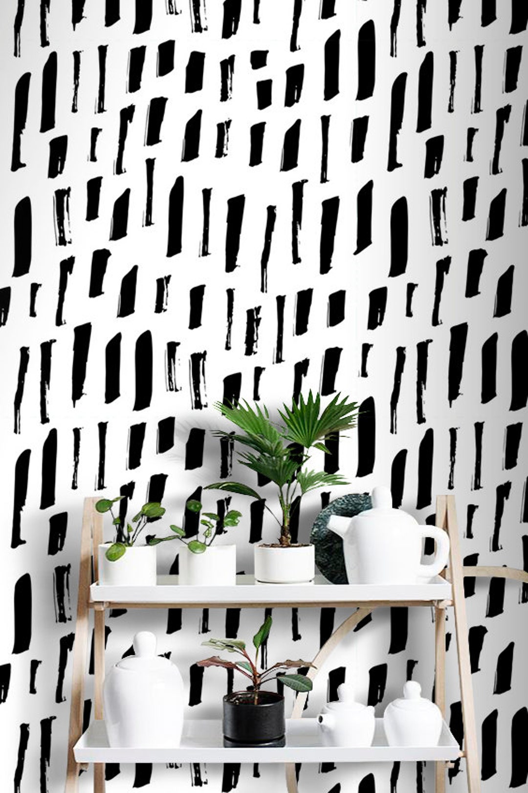 Black and White Specks Wallpaper Abstract Mural Choose Etsy Canada