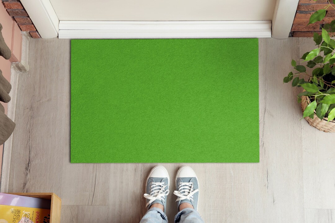 Lively Green Color Front Door Mat, Personalized Doormat, Entrance Mat ...