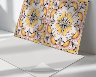 Floral ceramic Panel Stickers, Yellow Peel and Stick Panels, Splashback Panel, Textures Decal Decoration, Floor Panel Stickers