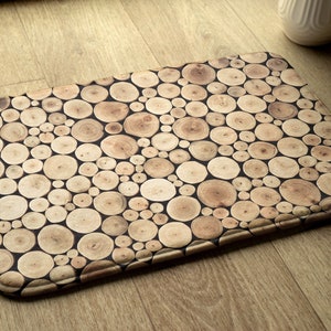 Natural Pattern Wooden Logs Bathroom Mat, Brown, Contemporary Rug, Toilet Designer Mat, Nonslip Carpet