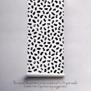 Puede incluir: Papel tapiz blanco y negro con un patr&oacute;n repetitivo de pinceladas abstractas. El patr&oacute;n se puede personalizar para adaptarse a tus necesidades.