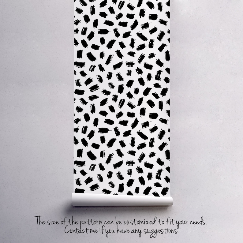 Puede incluir: Papel tapiz blanco y negro con un patr&oacute;n repetitivo de pinceladas abstractas. El patr&oacute;n se puede personalizar para adaptarse a tus necesidades.