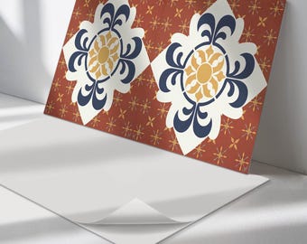 Floral motif Panel Stickers, Red Removable Panels, Splashback Panel, Backgrounds And Patterns Decal Decoration, Kitchen Panel Stickers