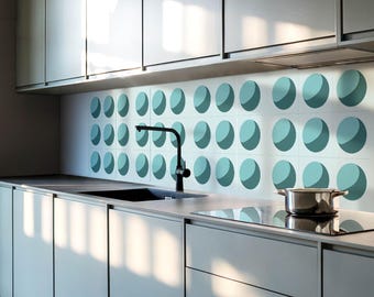Geometric spheres Panel Stickers, Turquoise Peel and Stick Panels, Splashback Panel, Abstraction Decal Decoration, Floor Panel Stickers