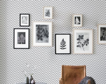 Hypnotizing Zig Zag removable wallpaper, Geometric wall decor, Black and white, Minimalist wallpapers, Scandinavian, Peel and stick #172