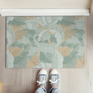 Fallen Leaves Front Door Mat, Personalized Doormat, Fall Doormat, Natural Pattern, Entrance Mat Beige