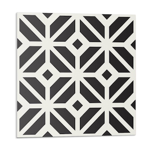 Geometric Rhombuses Tile Stickers, Black Peel and Stick Tiles, Tile Stickers, Texture PVC Floor Tiles, Floor Tile Stickers
