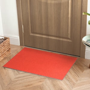 Neon Orange Color Welcome Mat, Personalized Doormat, Fall Doormat, Orange Entrance Mat, Neutral Pattern