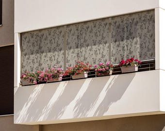 Plant Pattern Outdoor Roller Shade: Beige Patio Blind