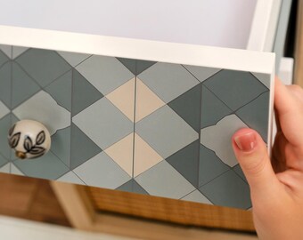 Regular Shapes Peel And Stick Foil, Gray And Blue Self-Adhesive Furniture Wrap, Geometric Sticker, Pattern Veneer