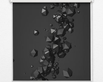 Blackout or Sheer Option Roller Blinds, Geometric patterns, Black, HQ Print, Falling dice, Natural Light Control, Printed Shades