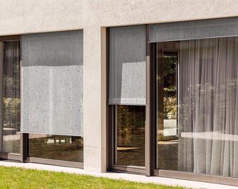 Terrazzo Texture Exterior Roller Blinds, Structures Window Shades, Gray Shades, Balcony Shades