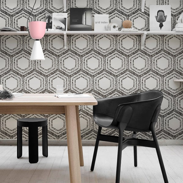 Geometric pattern removable wallpaper | Peel and stick wallpaper | Reusable wall sticker | Repositionable wall decor  #15