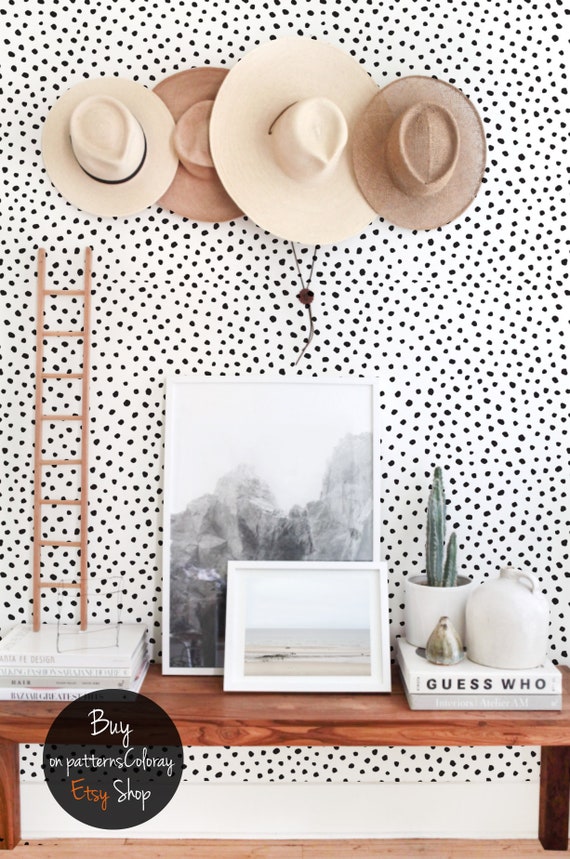 Wonderbaar Zwarte stippen behang Zwart-wit minimalistische | Etsy OW-05