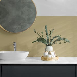 Pastel Yellow Color Tile Stickers, Creamy Removable Tiles, Tile Stickers, Texture PVC Floor Tiles, Kitchen Tile Stickers