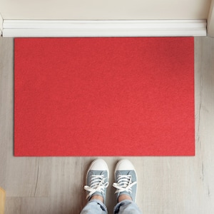 Coral Red Color Front Door Mat, Personalized Doormat, Neutral Pattern, Entrance Mat Orange, Fall Doormat