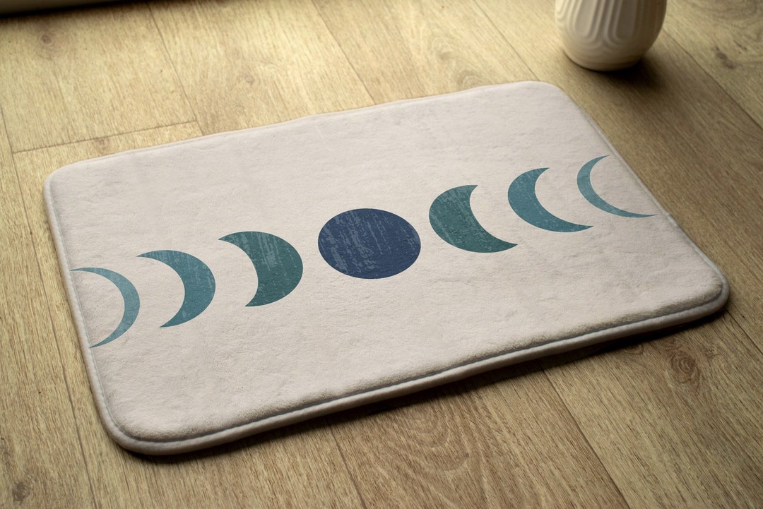 Geometric Moon Bathroom Mat, Artistic Pattern Creamy, Designer Rug ...