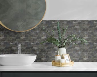 Stone wall texture Panel Stickers, Gray Removable Panels, Splashback Panel, Textures Decal Decoration, Kitchen Panel Stickers