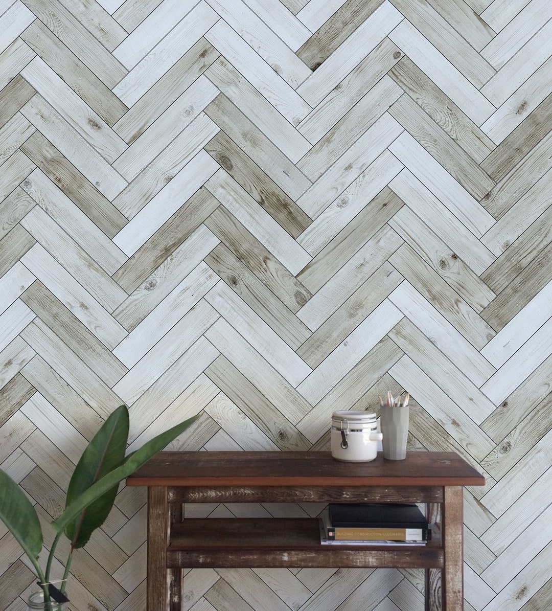 Wooden Panels Removable Wallpaper, Wood Pattern, Geometric Wall Decor, Elegant, Minimalist