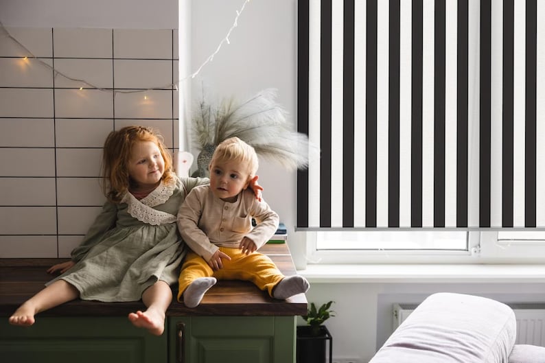 Roller Blinds, Light Diffusing or Darkening, Blackout, Black and White ...