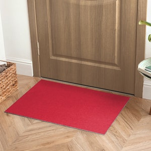 Bloody Red Color Welcome Mat, Personalized Doormat, Neutral Pattern, Fall Doormat, Red Entrance Mat