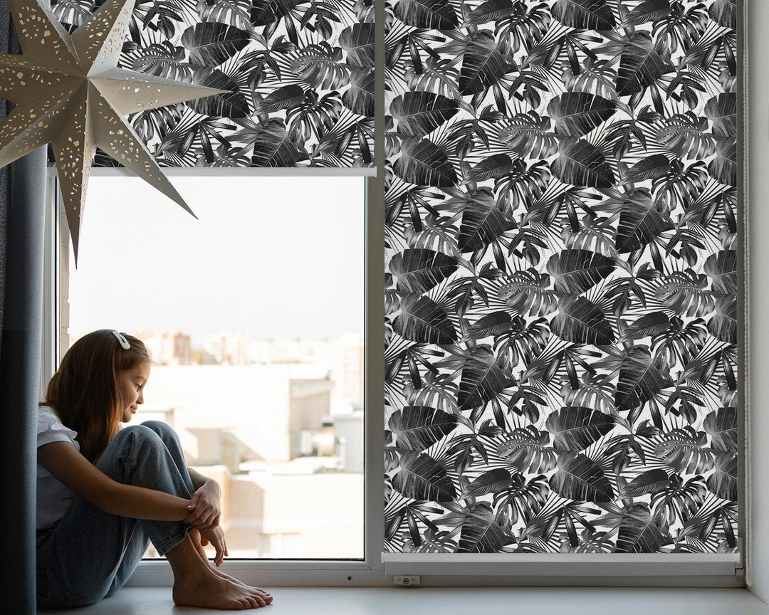 Light Diffusing or Darkening Roller Blinds, Plants, Black, Blackout ...