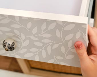 Leaves Pattern Peel And Stick Sticker, White And Gray Self-Adhesive Furniture Veneer, Minimalist Decal, Pattern Foil