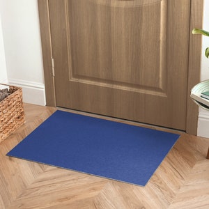 Cobalt Color Welcome Mat, Personalized Doormat, Blue Entrance Mat, Cool Doormat, Neutral Pattern