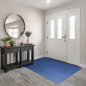 青色のウェルカムマット、パーソナライズされた玄関マット、ニュートラルパターン、クールな玄関マット、青い玄関マット