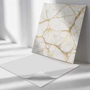 Marble Veins PVC Floor Tiles, Creamy Tile Stickers, Peel and Stick Tiles, Texture Tile Stickers, Floor Tile Stickers