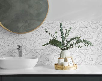 Triangle Panel Stickers, White Removable Panels, Splashback Panel, Backgrounds And Patterns Decal Decoration, Kitchen Panel Stickers