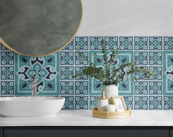 Floral Panel Stickers, Turquoise Peel and Stick Panels, Splashback Panel, Backgrounds And Patterns Decal Decoration, Floor Panel Stickers