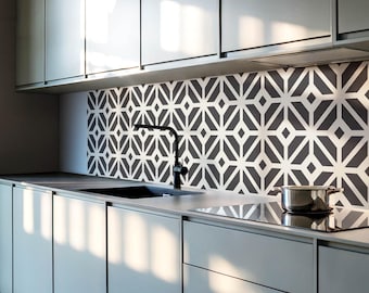 Geometric Panel Stickers, Black Removable Panels, Splashback Panel, Backgrounds And Patterns Decal Decoration, Kitchen Panel Stickers