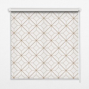 Roller Blinds, Blackout or Sheer Option, Fancy diamonds, Brown and White, Geometric patterns, Window Shades, Unique Window Dressings