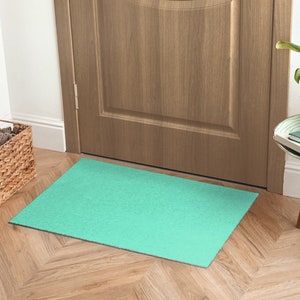 Pastel Mint Color Welcome Mat, Personalized Doormat, Cool Doormat, Neutral Pattern, Mint Entrance Mat