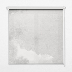 Lichtverstrooiende of donkerder wordende rolgordijnen, verduisterend, landschap, grijs, wit, grijze lucht, keukenjaloezieën, unieke raamdecoratie