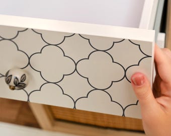 Geometric Pattern Peel And Stick Wrap, Creamy And Black Self-Adhesive Furniture Sticker, Geometric Veneer, Geometry Decal