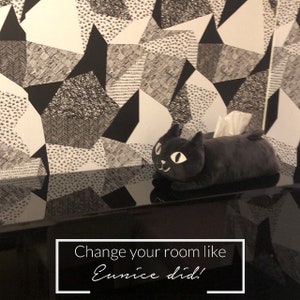Scribbles in geometric shapes pattern, charcoal effect, triangles, monochromatic wallpaper, black and white, self adhesive wall mural #119 image 2