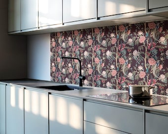 Pegatinas de PVC para azulejos con diseño de pájaros florales: decoración verde extraíble para la cocina